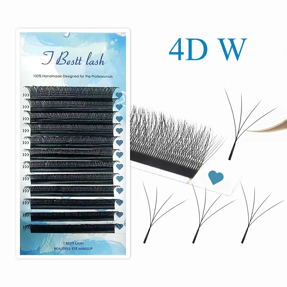 Tbestt 5D-W Tvarované prodloužení řas Předpřipravené objemové vějíře Clover W Style Lashes Falešné norkové řasy Měkké Snadné větrání řas