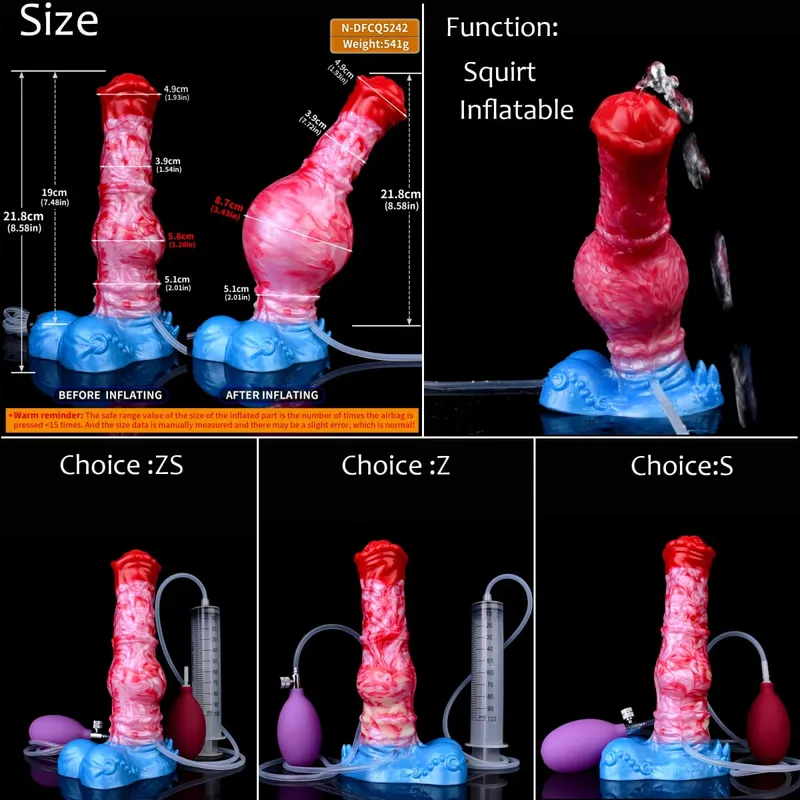 Gode ​​gonflable en Silicone avec nœud d'éjaculation, circonférence réglable, fantaisie, pénis de cheval, jouets sexuels pour adultes, dilatateur Anal