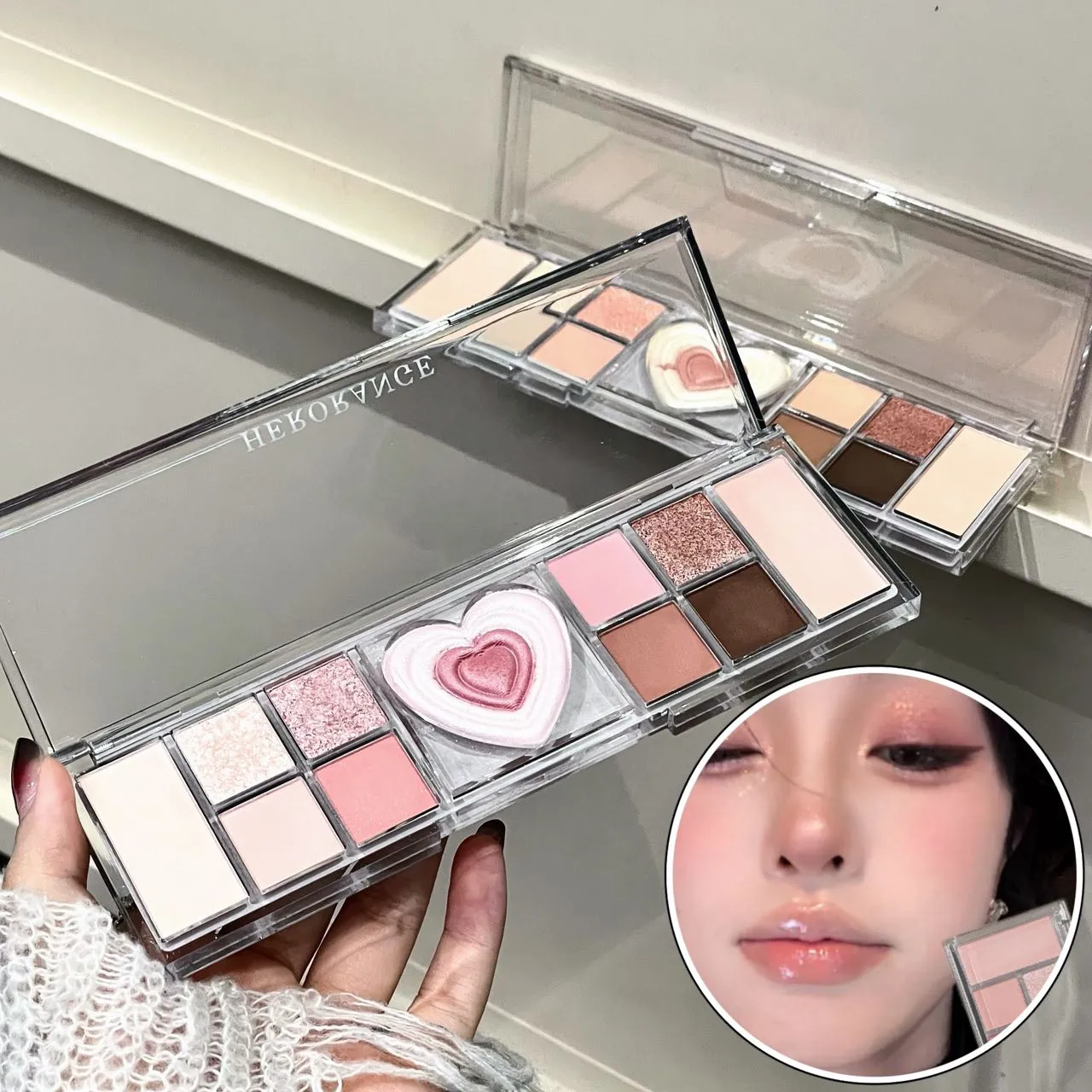 Palette per trucco occhi albicocca a 12 colori Palette per ombretti a bassa saturazione Palette perlescenti opachi luccicanti Colore terra Ombretto Bellezza