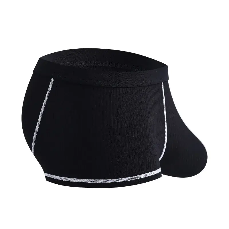 Men's Large Scrotal Pouch Underwear Stretch Solid Low Rise Boxer Shorts Breathable U Bugle Pouch Underpant Comfortable Trunk