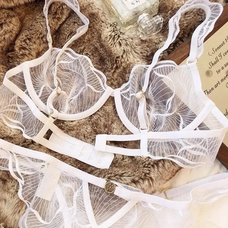 Pure Desire Christmas Minimizer Bra Sheer Mesh Large Bust Adjustable Soft Wires Anti-Sagging Elegant Lingerie UK Sizes MOYISU AB