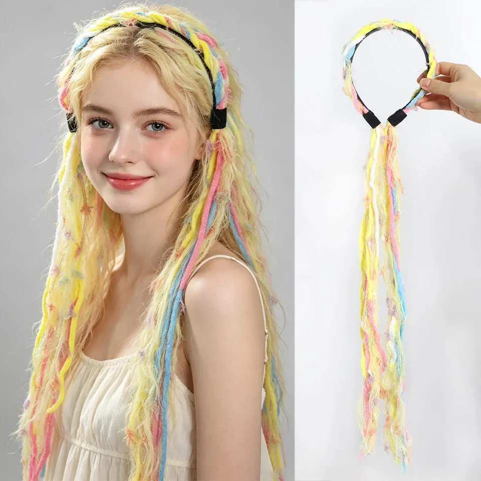 Plush Maillard Colored Long Tassel Headband Bohemian Hair Accessory Suitable for Women's Parties