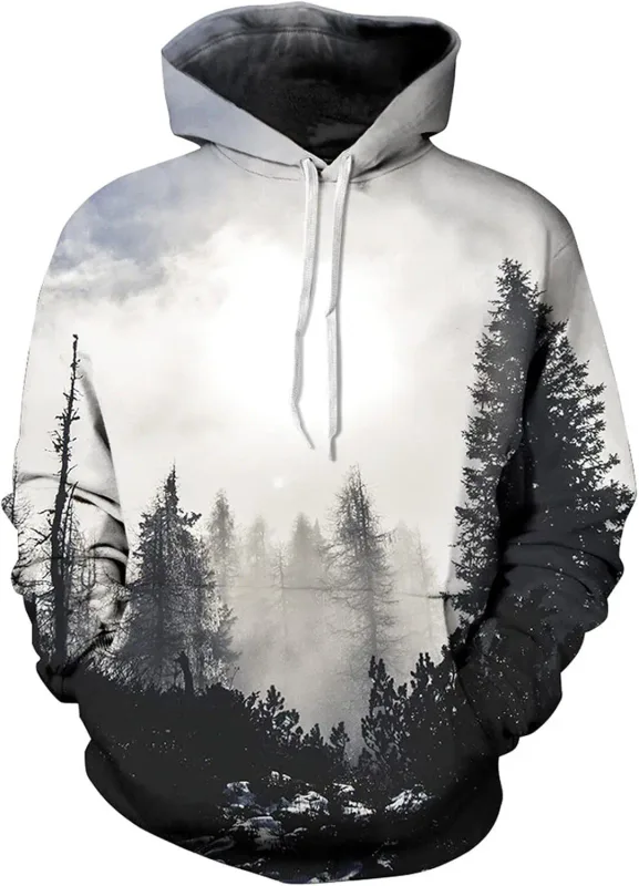 Mens Graphic Hoodies Unisex Novelty Print Hoodie, 3D Pattern Pullover Sweatshirt With Pocket, Long Sleeve Warm Graphic Hoodie Me