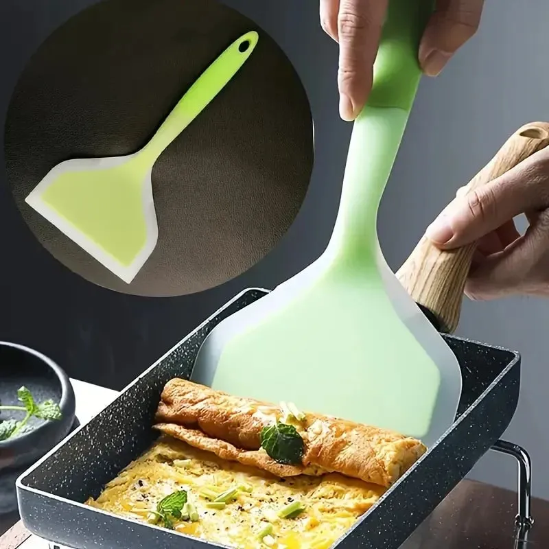 Silicone Spatula Household Egg Roll Spatula Heat-Resistant Non Stick Cooking Beef Meat Pancakes Kitchen Scrape Wide Pizza Shovel — image 8