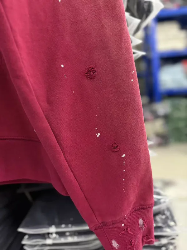 High Street Washed Retro Distressed Ink Splatter Zipper Hooded Hoodie for Men and Women Cardigan Terry Baggy Sweatshirts