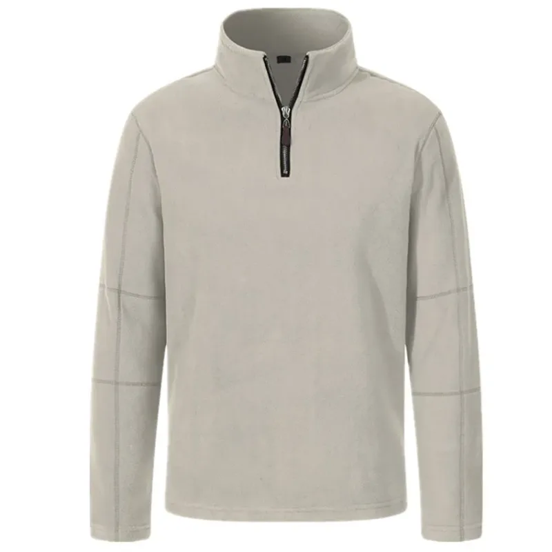Quality Men's Thicken Warm Polar Fleece Hoodies Fashion Stand Collar Half-zip Pullovers Autumn Winter Casual Sweatshirts for Men