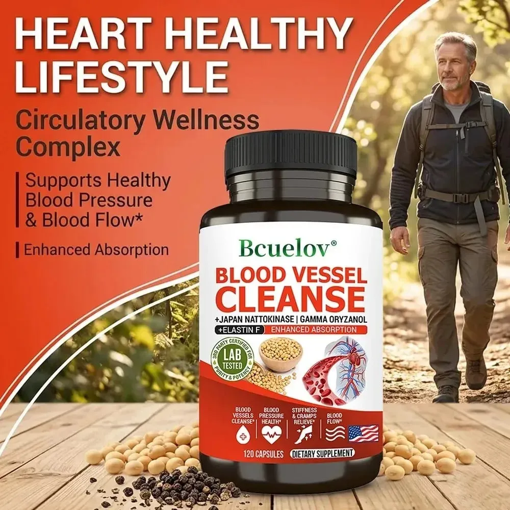 Nattokinase Capsules - Supports Heart and Circulatory Health Helps Maintain Daily Health Vegan and Gluten-Free