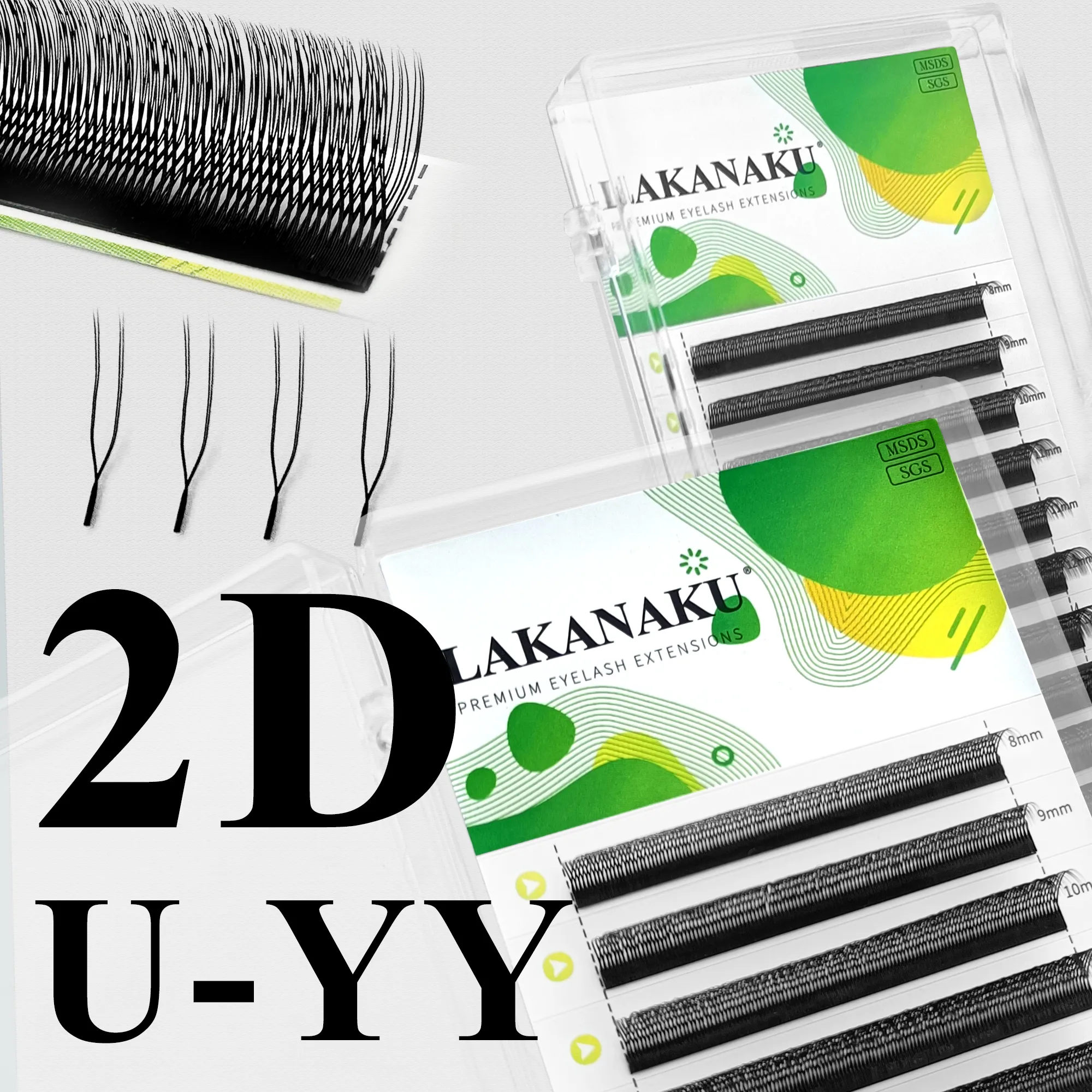 Dark Brown U Shape YY Lashes Brown Premade Eye Lashes Extensions Fio U 2D Clover Cilios