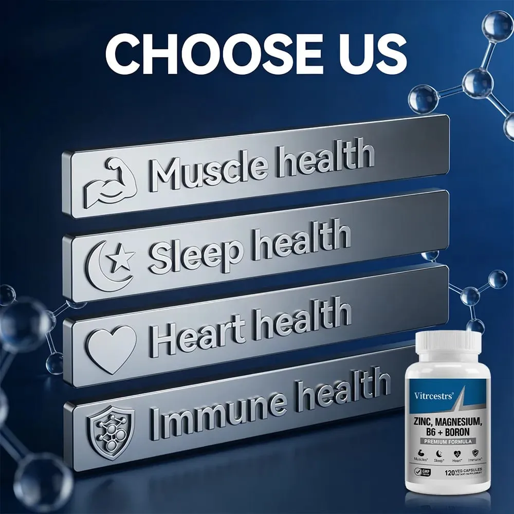 Magnesium Complex Capsules - boron/L-Threonate + Zinc D3 B6 High Absorption Muscle Bone Brain Sleep Health Anxiety Relief