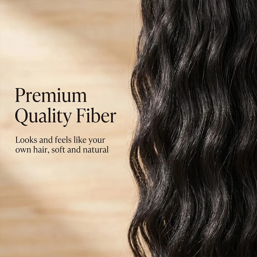 22" Invisible Wire Hair Extensions Water Wave Gray Black No Clip One Piece Synthetic Hairpiece Women Natural Heat Resistant Hot