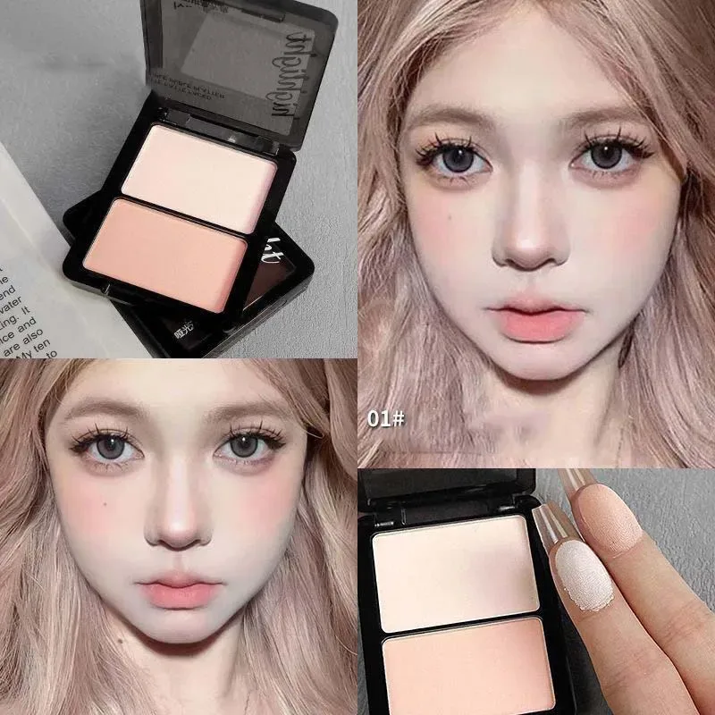 Dvoubarevný melír a pudr na oční stíny Jemný přírodní lehký matný finiš Oční stíny Soft Focus Rozjasňující make-up na obličej