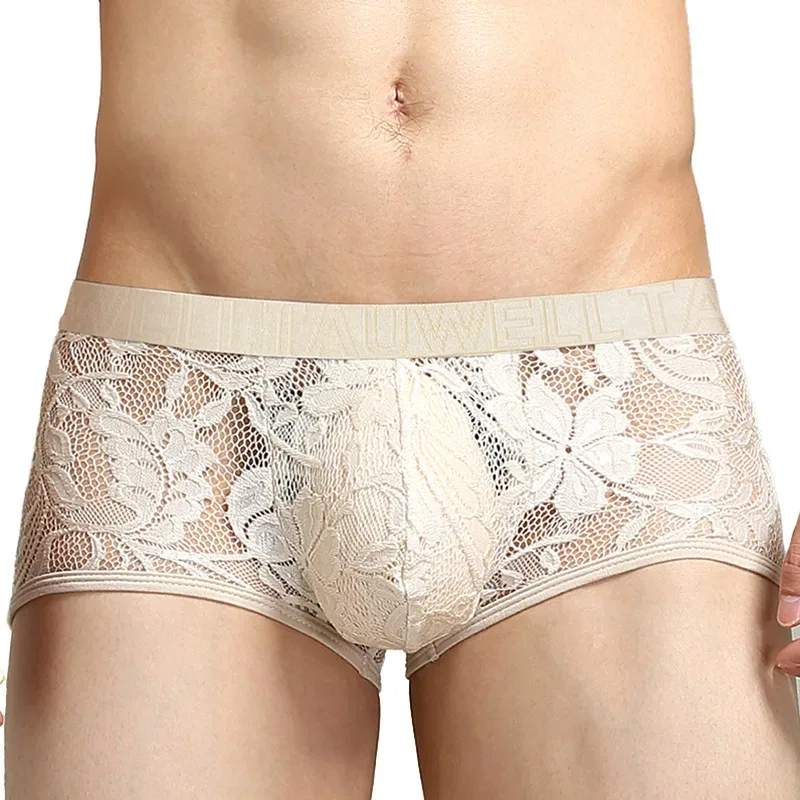 Tawell Men's Boxers Fashionable Sexy Lace Briefs U Convex Pocket Flats Underwear — image 3