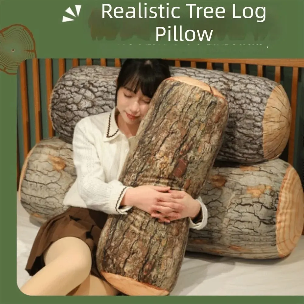 Plush Material Tree Log Pillow Soft Texture PP Cotton Filled Stump Cushion Realistic Wood Grain Novelty Throw Pillow For Women