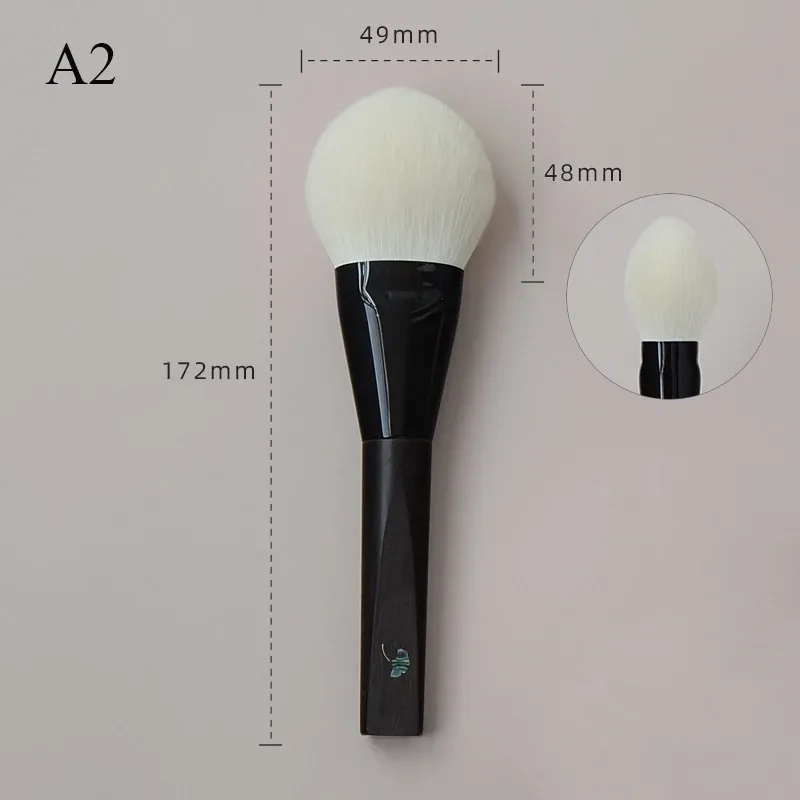 Shoushoulang Hand Crafted Makeup Brush Soft Tiny Tips Goat Hair 1PC Face Powder Blush Contour Brush Ebony Handle Makeup Brushes