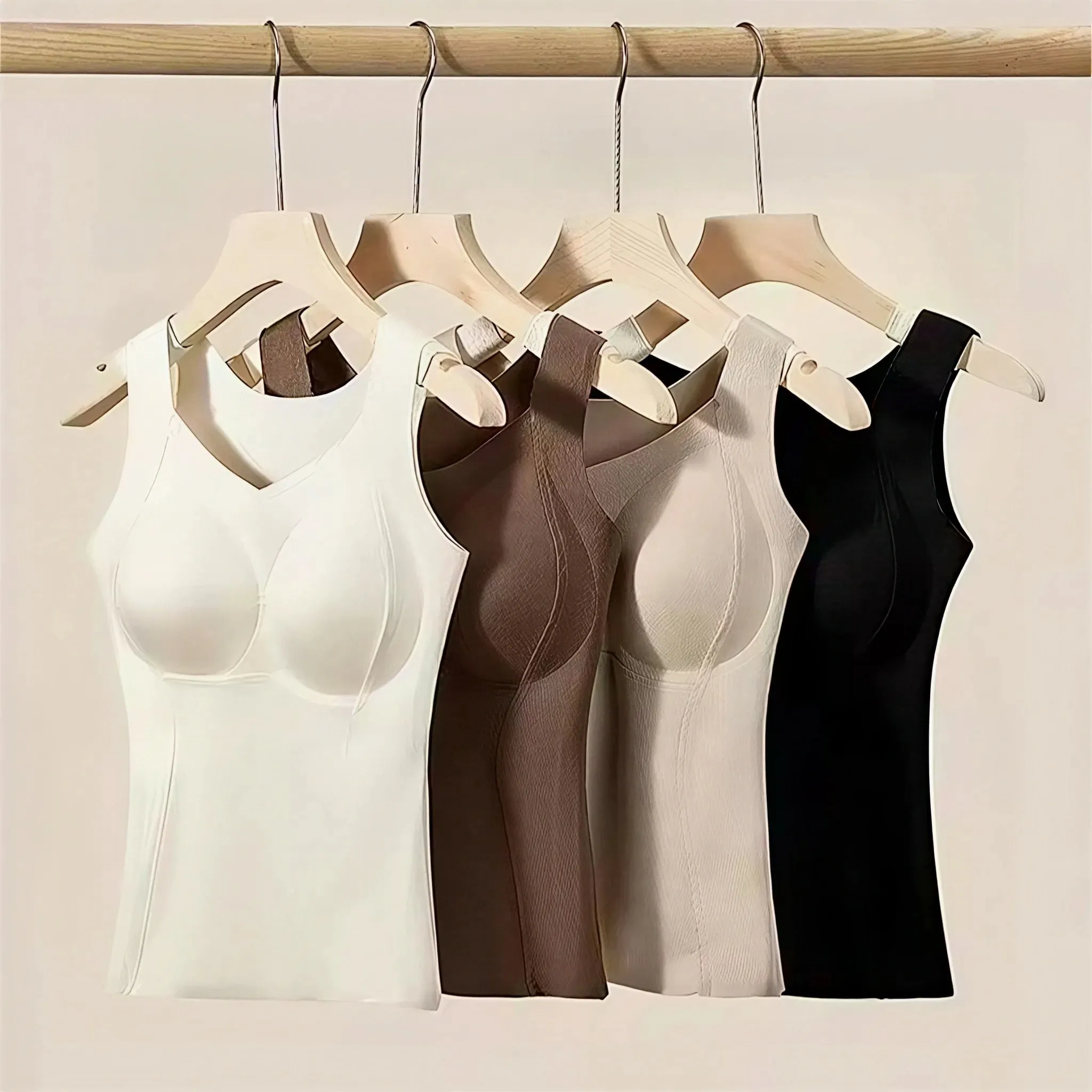 Womens Thermal Vest With Built In Bra Seamless Warm Lined Tank Top For Inner Winter Bottoming Top Friendly Intimate Lingerie New