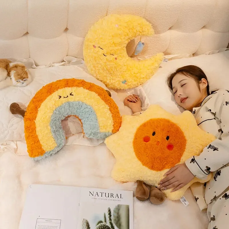 45cm Cute Rainbow Cloud Sun Moon Star Throw Pillow Cushion Rainbow Plush Toy Bedroom Decoration Doll Pillow Sofa Cushion