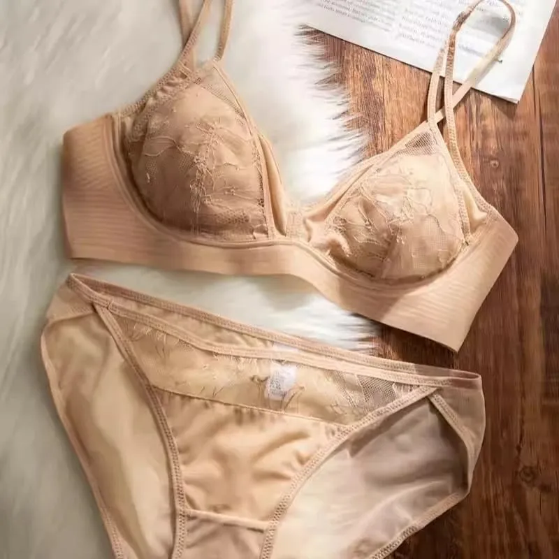 Women French Lace Non Padded Bralette Wireless See Through Sexy Demi Cup Lightweight Breathable Soft Summer Lingerie Size S-XL