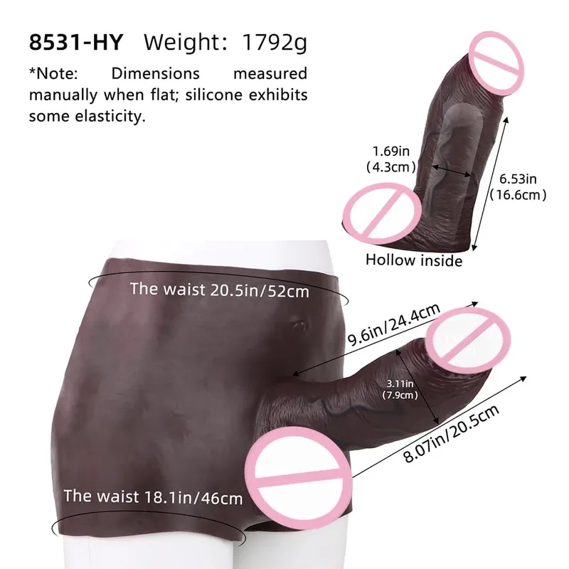 Ultra Realistic Hollow Dildo Panties Silicone Briefs Strapon Penis Extend Sleeve Pants Sex Toys For Men Dick Enlargement — image 13