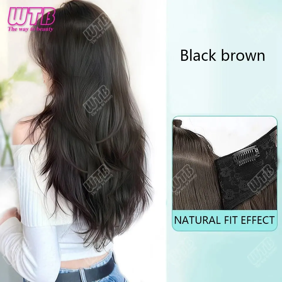 Synthetic Wig female One-piece Straight Wig Layered Extension Hair Wig Korean Fluffy Hair Piece Extension Hair Wig — image 10