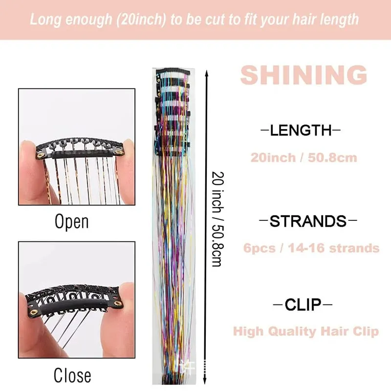 12 pezzi per confezione di fermagli per capelli BB estensioni dei capelli metallizzati lucidi con clip capelli sintetici accessori per capelli scintillanti per le donne