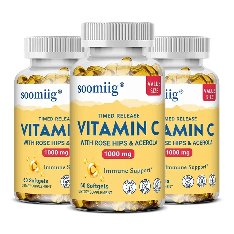 Vitamin C Capsules 1000mg - Immune Support Cellular Energy Production Improve Skin Brightening Skin Teeth & Heart Health