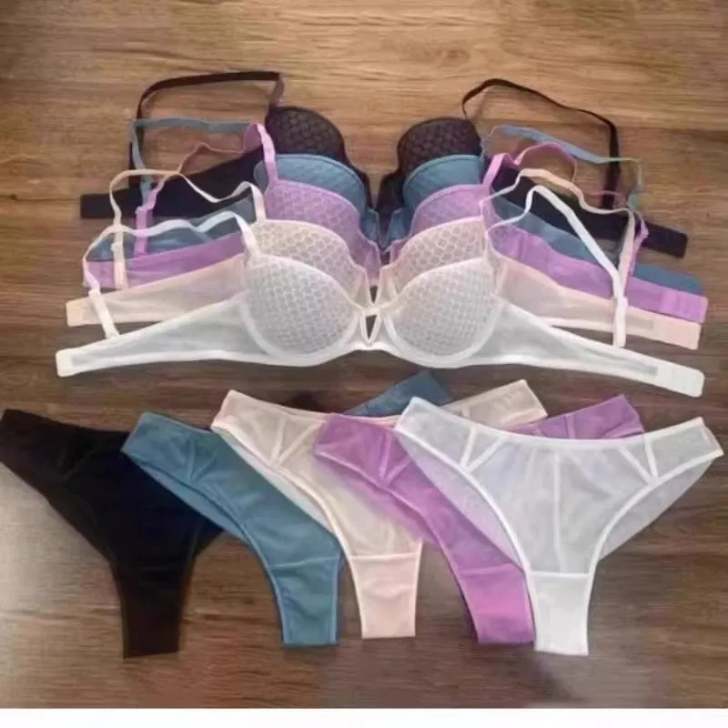 Full Bust Ladies Ultra-Thin Minimizer Bra Set Summer Soft Underwire Side Support Anti-Sagging Comfort Lingerie