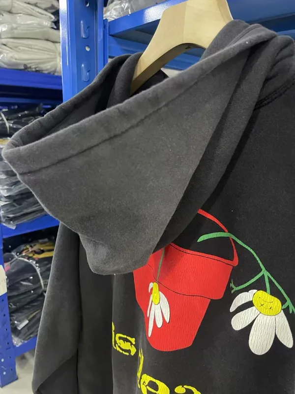 25FW Washed Grey SAINT Hoodies Men Woman Oversize Streetwear Damaged Hooded Pullovers Graphic Print Sweatshirts
