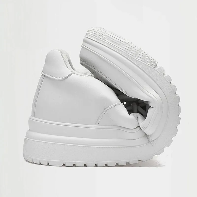 2026 New Height Increasing Shoes for Men 8cm Invisible Elevator Sneakers White Leathe Sport Zapatillas De Hombre Big Size 46