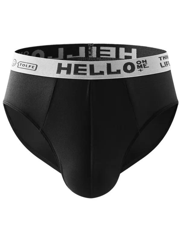 Hello 2-Pack Milk Silk Men's Briefs Seamless Breathable Quick Dry with Graphic Waistband Comfort Underwear Set