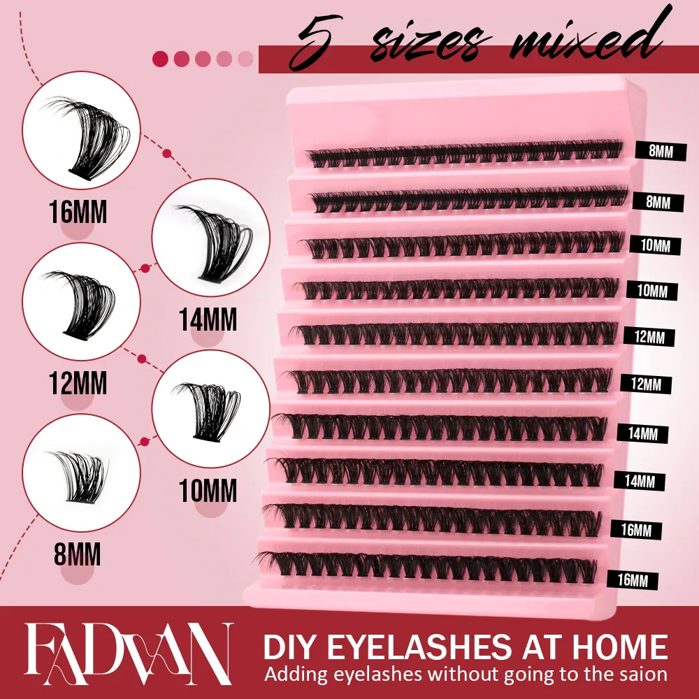 Fadvan DIY אשכול ריסים מעורב מגש ריסים בודדים ריסים נפח עיניים ריסים רכים טבעיים ריסים מינק ריסים אשכול ריסים מלאכותיים — image 5