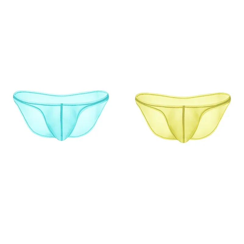 Sous-vêtements pour hommes, culotte triangulaire transparente en soie glacée délicate, slip taille basse de personnalité — image 23