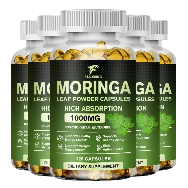 Natural Moringa 1000mg Supplement Supports Immune Defense Digestion Skin Joint Energy & Antioxidant Health