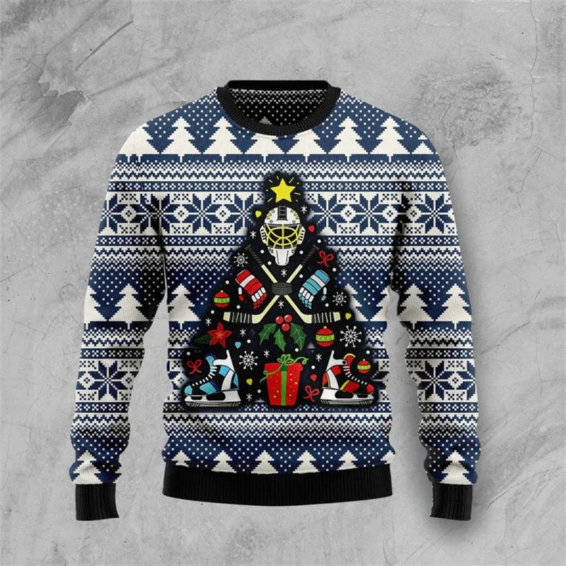 New 2026 Ugly Christmas Sweater Men Santa Claus Pattern Pullovers Women 2026 New Year Merry Christmas Crew Neck Sweatshirts