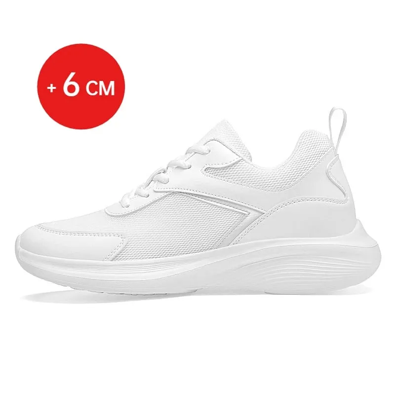 Men Fashion Height Increasing Sneakers Breathable Mesh Height Increase Shoes Microfiber Sole Comfortable Outdoor Walking Shoes