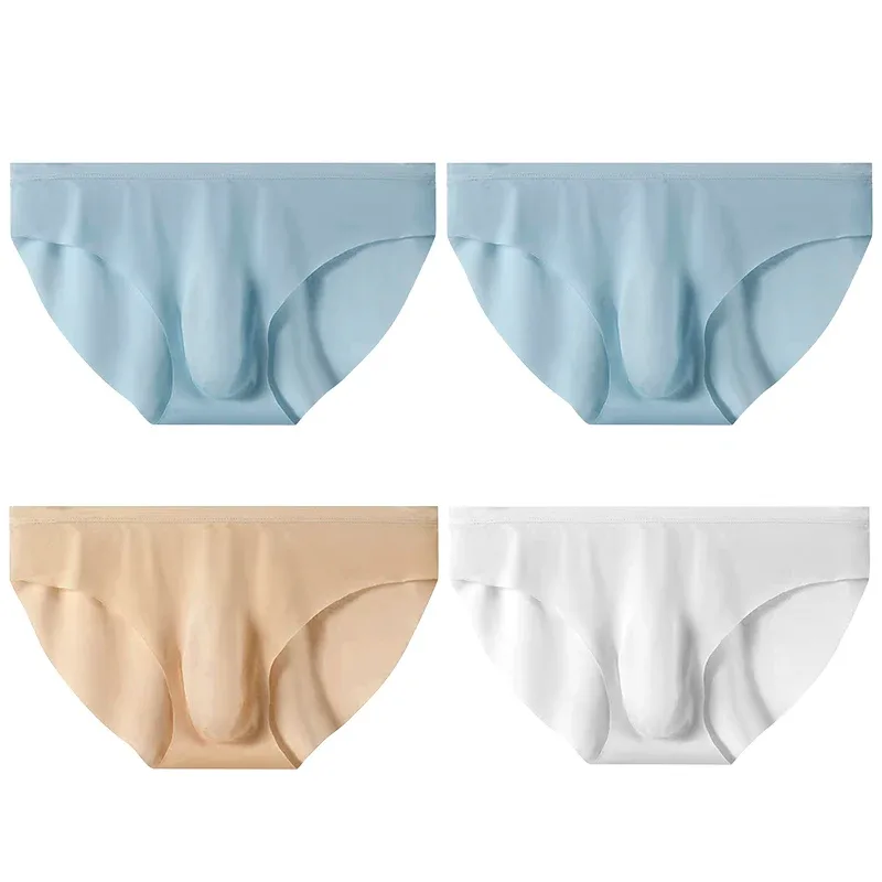 4 pçs cuecas de seda gelo masculina verão transparente sem costura sexy de secagem rápida na moda respirável calcinha ultra-fina — image 23
