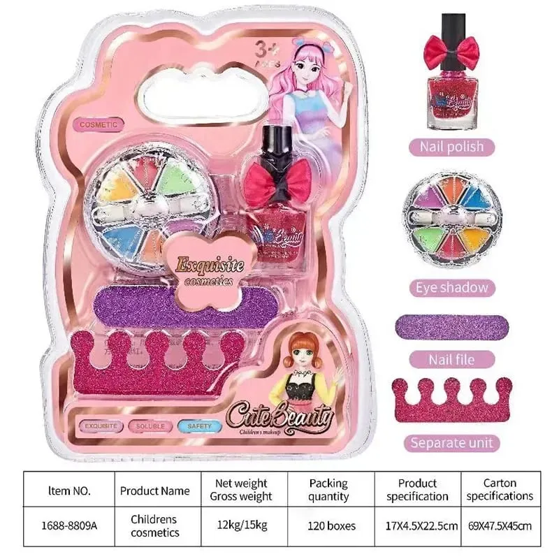 Sada dětského make-upu Lesk na rty Lesk na rty Oční stíny Pilník na nehty Netoxický Makeup Princess Girl Kosmetika omyvatelný vánoční dárek pro dítě