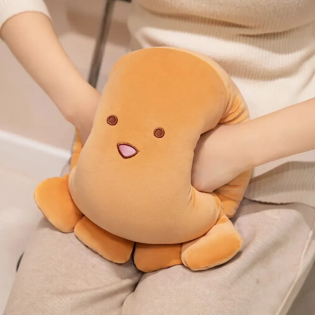 35cm Soft Octopus Plush Pillow Stuffed Ball Shape Aquatic Animal Warm Hands with Holes Warmer Cute Face Plushie Back Support