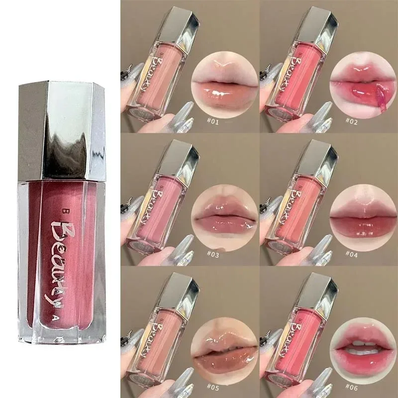 Ice Transparent Brun Lip Gloss Fugtgivende Glossy Flydende læbestift Nude Water Light Glas Spejl Lip Glaze Langtidsholdbar makeup