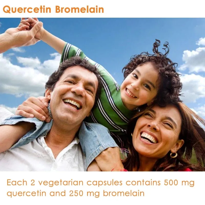 Quercetin Bromelain Immune Support Heart Joint & Respiratory Health Non-GMO Vegan Capsules