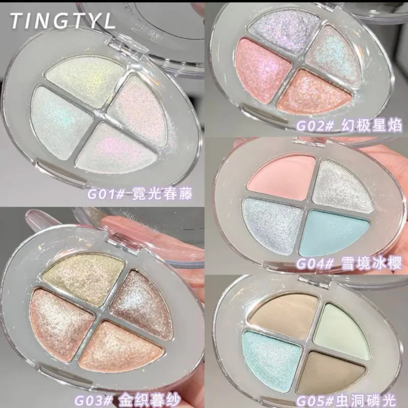 Four-color Eyeshadow Palette Glitter Pearlescent Flash Chameleon Shimmer Highgloss Portable Eye Shadow Eye Makeup
