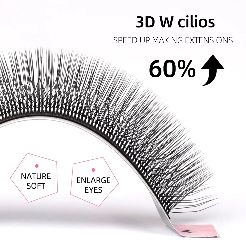 Lashrujade New W-Shaped 3D Fairy Lashes Extension Soft Eyelash Premade Volume Fans Eyelashes Black Brown 3D Spike Clover Lashes