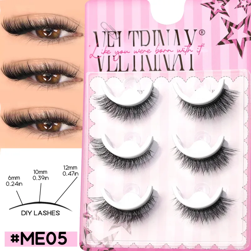 NO Glue Strips Lashes Natural Half Lashes Clear Band Short False Eyelashes Replaceable Eyelash Strips Eye Makeup