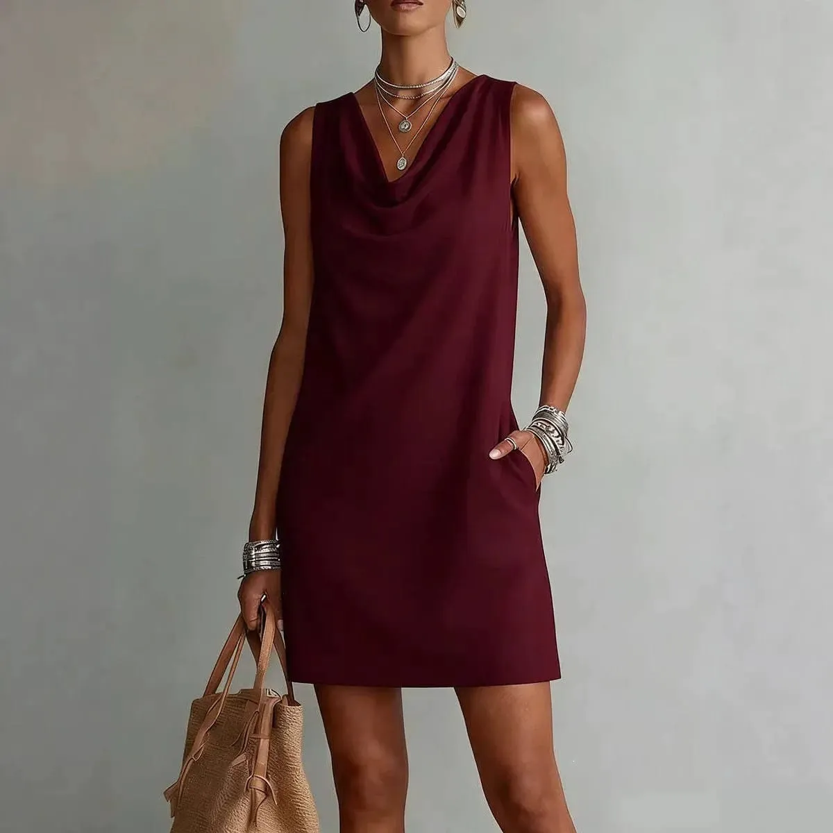 2026 Sundress Sexy Sleeveless Mini Dress Women Summer O-Neck Pockets Short Dresses For Women Elegant Beach Holiday Dress Boho