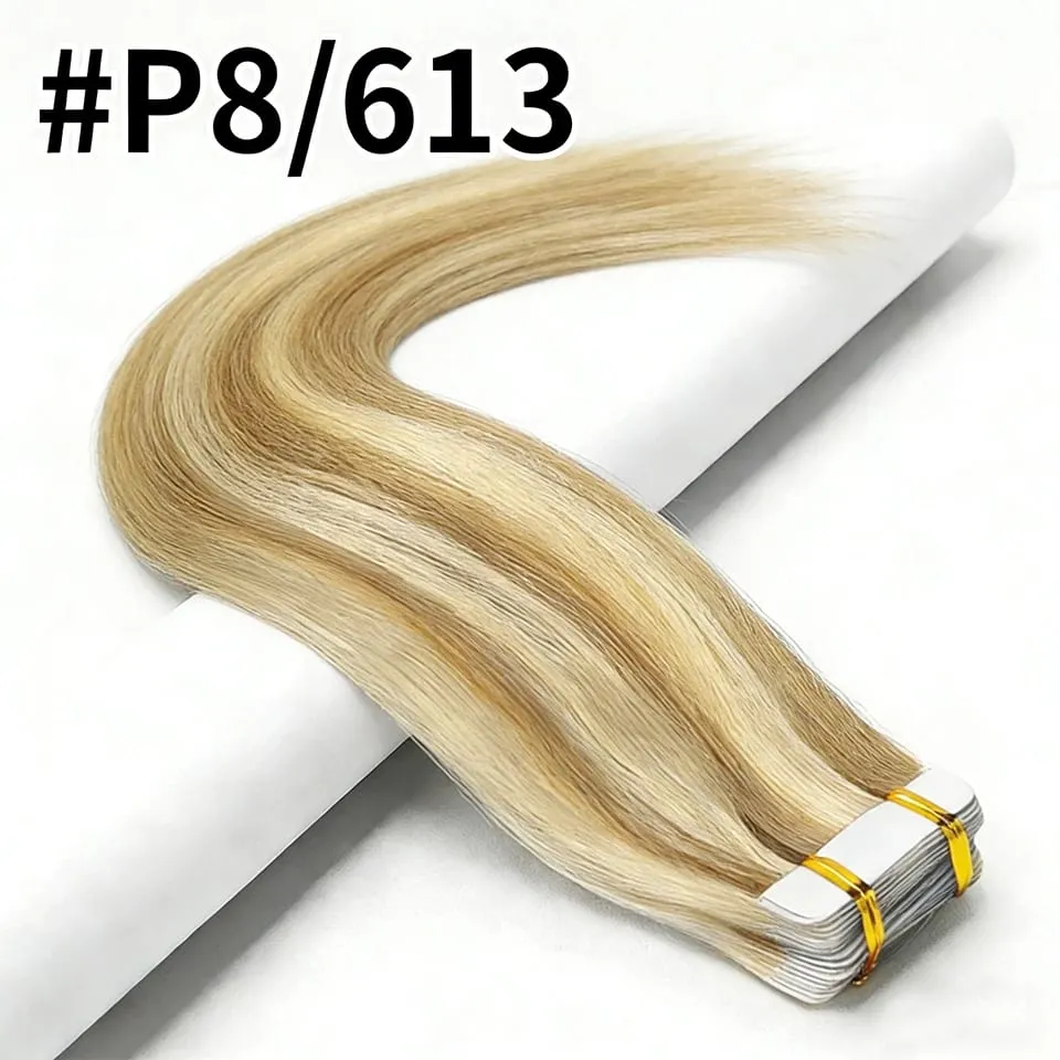 Straight Tape In Hair Extensions 100% Real Remy Human Hair Skin Weft Salon Quality For Woman 50G Tape Ins Human Hair Extension
