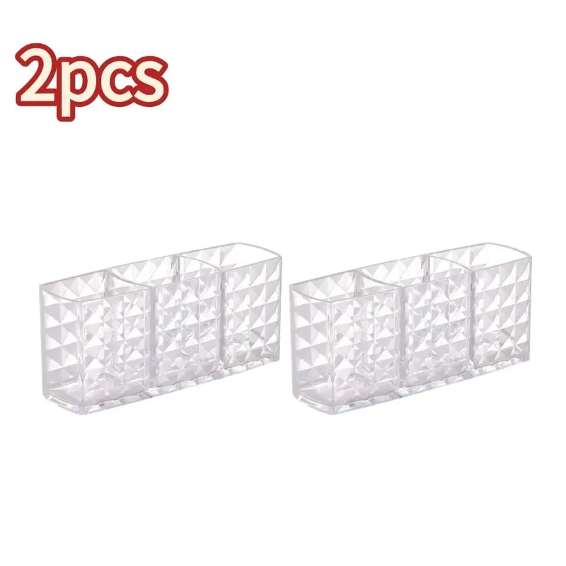 3 Slots Makeup Brush Holder Makeup Organizer Cosmetic Storage Box Lipstick Eyebrow Pencil Display Stand Acrylic Transparent Box