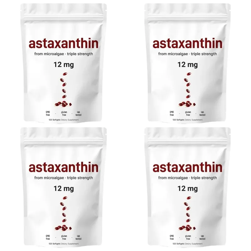 Astaxanthin 12mg with Fresh Microalgae Source Daily Nutritional Support Antioxidant Supplement 120 Softgels