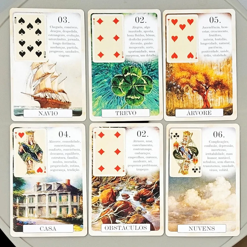 Double-embossed Cardstock 9*6cm Classique Lenormand Deck - 37 Vintage Style Divination Cards - Classic Portuguese Edition — image 4