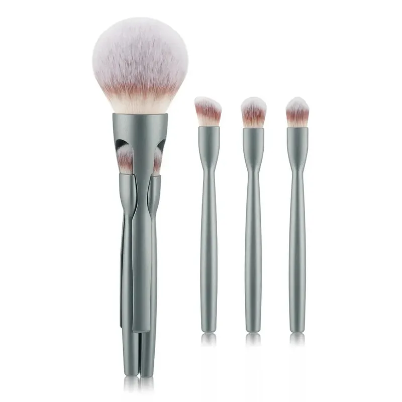 4Pcs 4 in-1 Makeup Brush Set Magnetic Suction Powder Blusher Brush Travel Makeup Brushes Soft Concealer Brush
