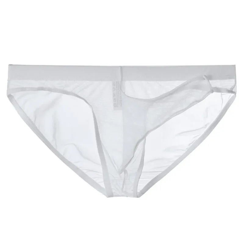 Men\'s Lightweight Mesh Briefs Transparent Elephant Nose Design Ultra Thin Breathable Quick Dry Low Waist Underpants