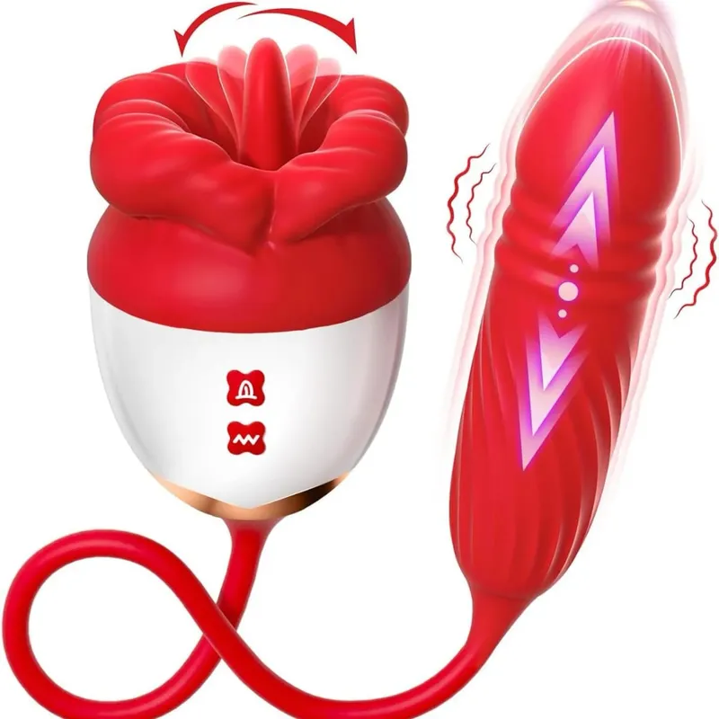 2in1 Clitoral Licking Rotating G Spot Vibrator Clit Tongue Dildo Vaginal Vibrating Stimulator Adult Sex Toys for Women — image 8